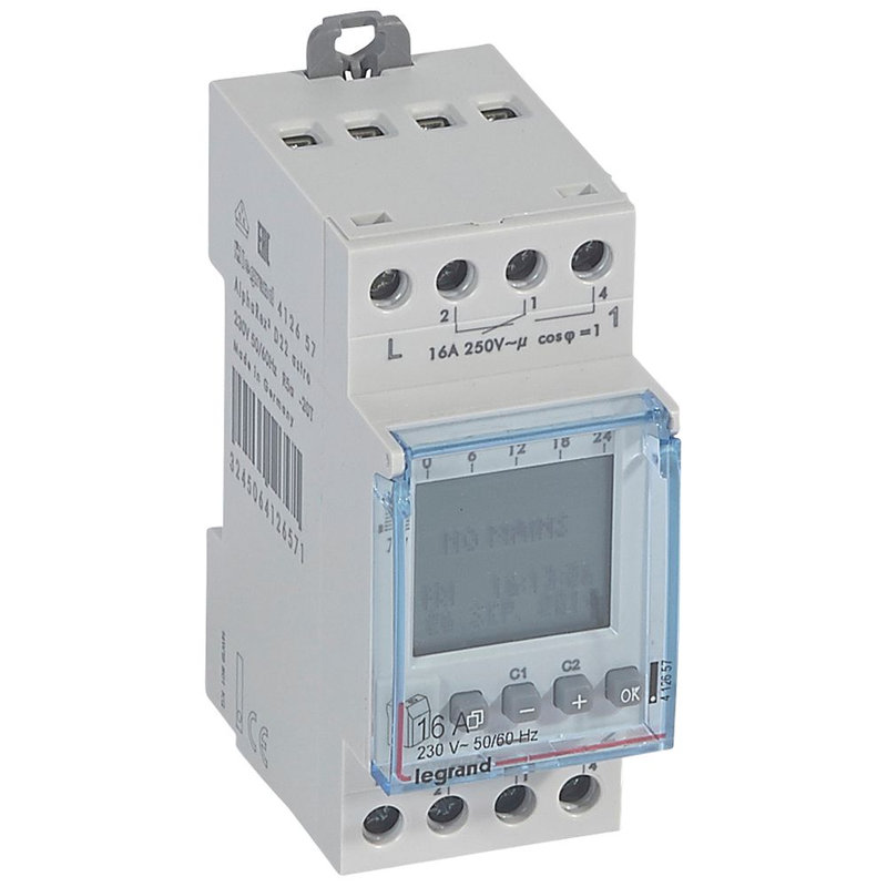 Legrand 412657 - Interrupteur horaire digital program illumination ext - 2 sorties 16A 250V~