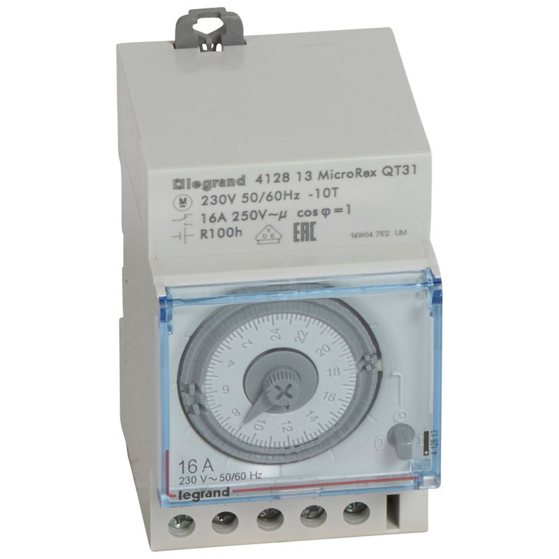 Legrand 412813 - Inter horaire analogique programmable manuel jour horizontal avec réserve marche