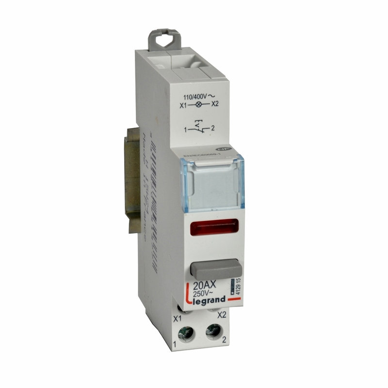 Legrand 412915 - Poussoir modulaire -double fonction voyant 1 NF + LED rouge 110/400V~~ -1 module