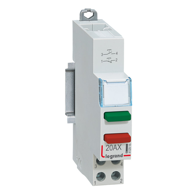 Legrand 412916 - Poussoir modulaire double fonction contact 1NO+1NF sans voyant - 1 module