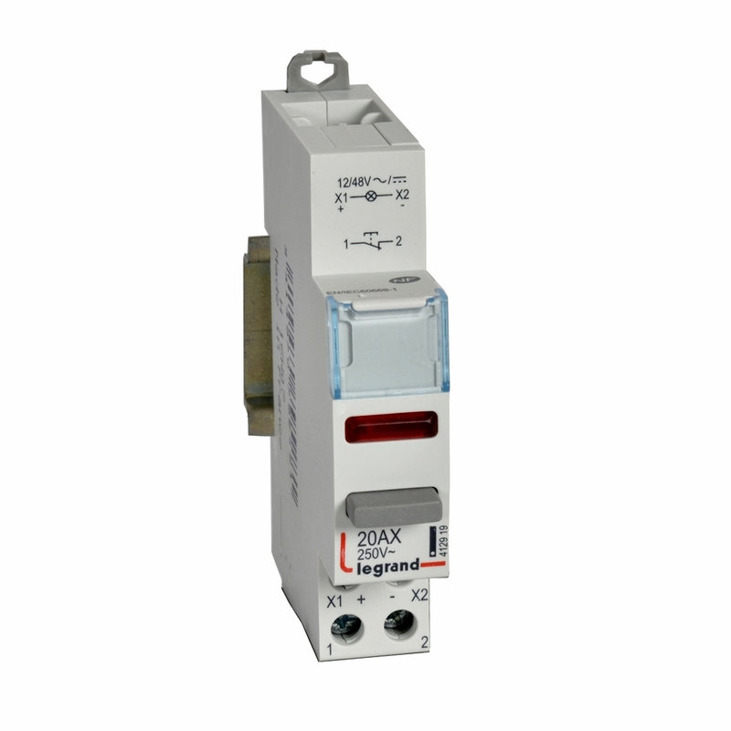 Legrand 412919 - Poussoir - double fonction avec voyant 1 NO + LED rouge - 1 module - 12/48 V~/=
