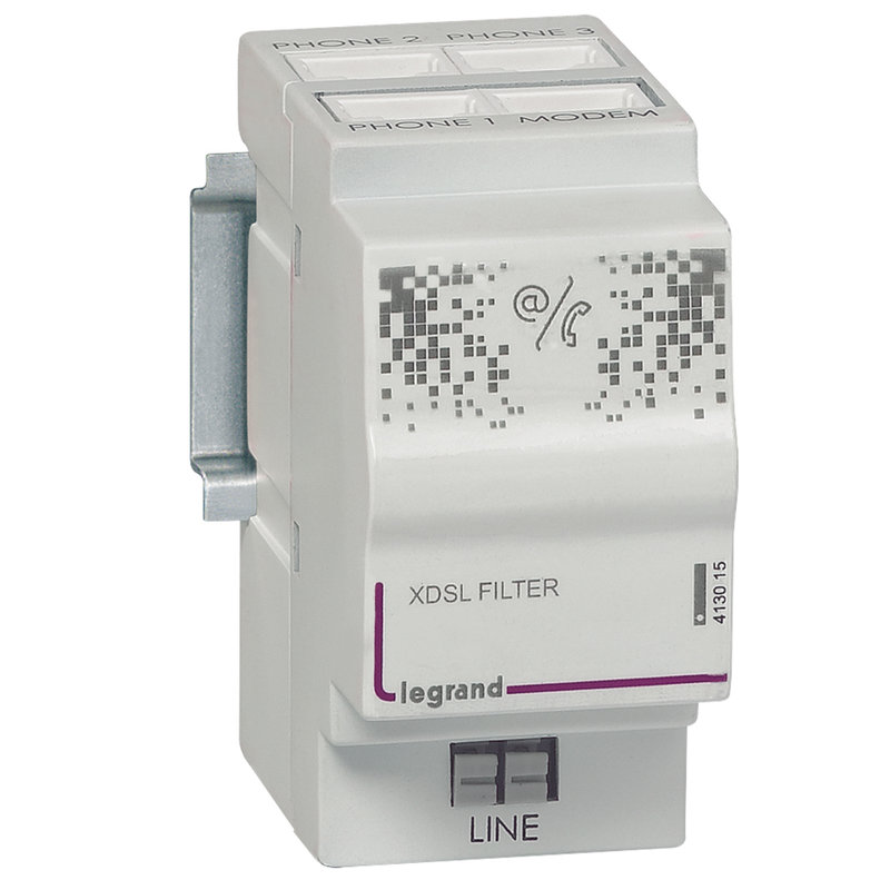 Legrand 413015 - Filtre maître et répartiteur téléphonique 3 sorties et 1 sortie modem - 2modules