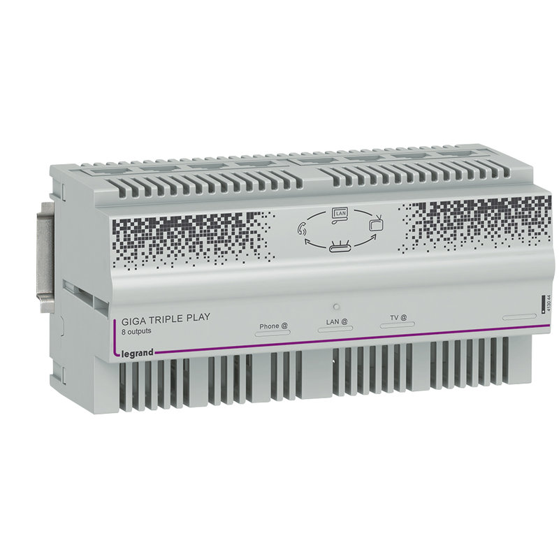 Legrand 413044 - Centrale automatique Triple Play Gigabit pour ADSL et fibre sur 8 RJ45 - 8 mod