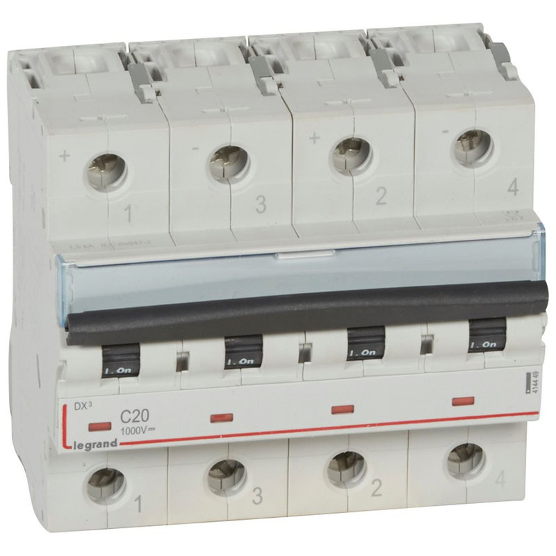 Legrand 414449 - Disjoncteur modulaire courant continu DX³ 1000V= 20A - 6 modules