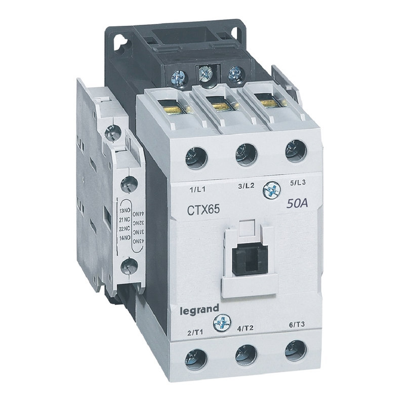 Legrand 416151 - Contacteur de puissance CTX³ 65 - 3P - 50A - bornes à cage - 2NO+2NF - 24V=
