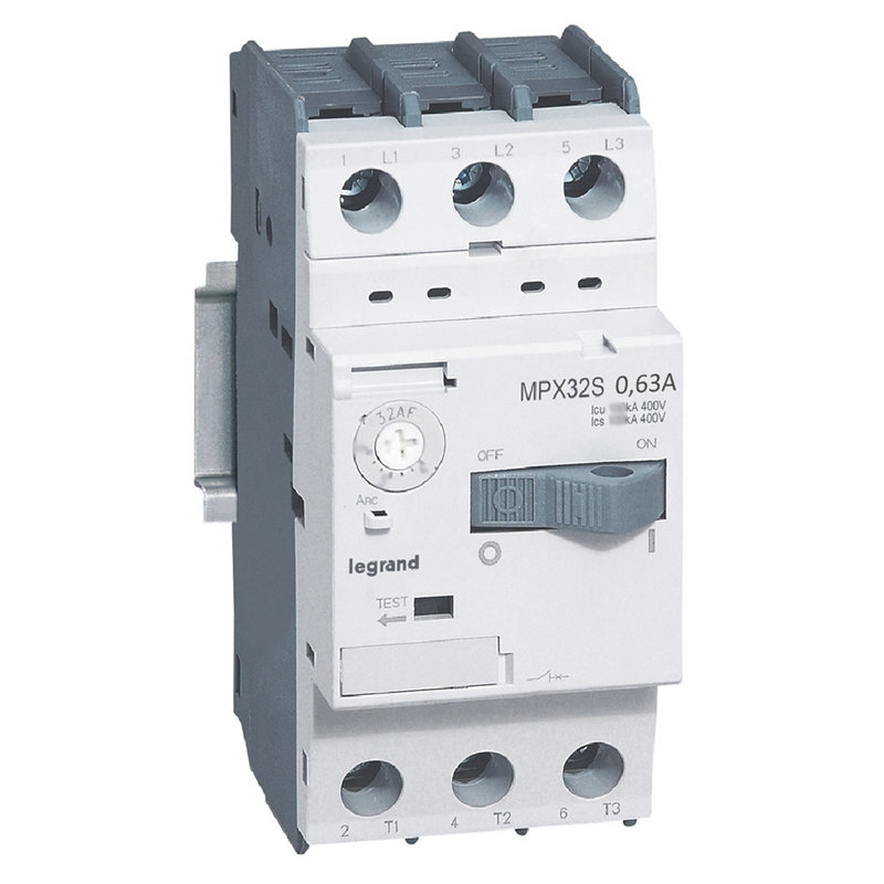 Legrand 417303 - Disjoncteur moteur magnétothermique MPX³32S - 0,4A à 0,63A - Icu 100kA en 415V