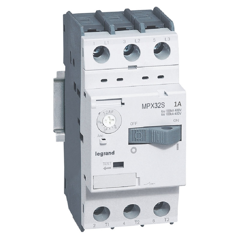 Legrand 417304 - Disjoncteur moteur magnétothermique MPX³32S - réglage 0,63A à 1A Icu 100kA 415V