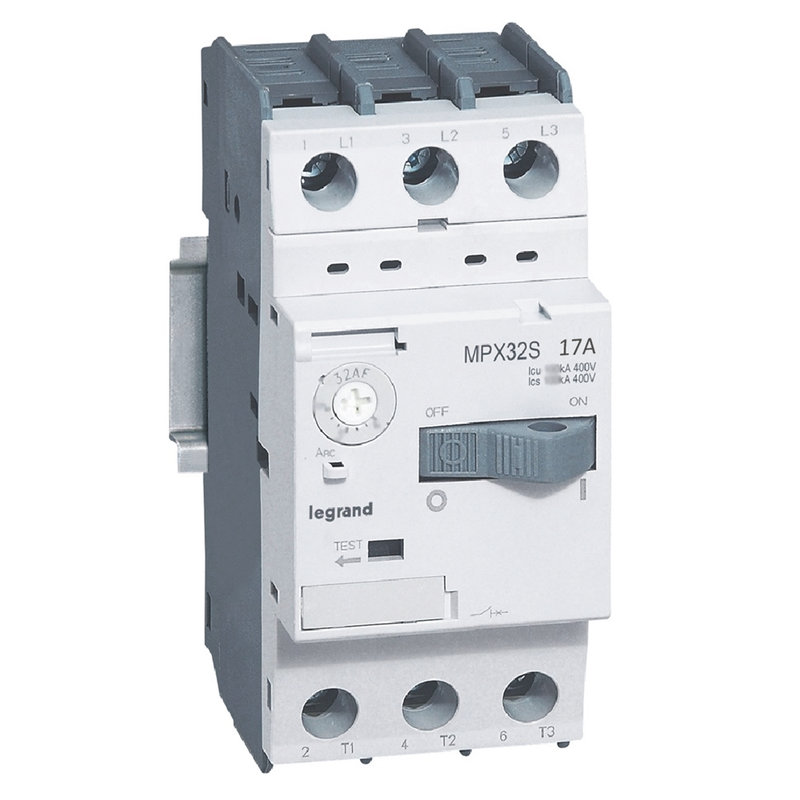 Legrand 417312 - Disjoncteur moteur magnétothermique MPX³32S - réglage 11A à 17A - Icu 20kA 415V