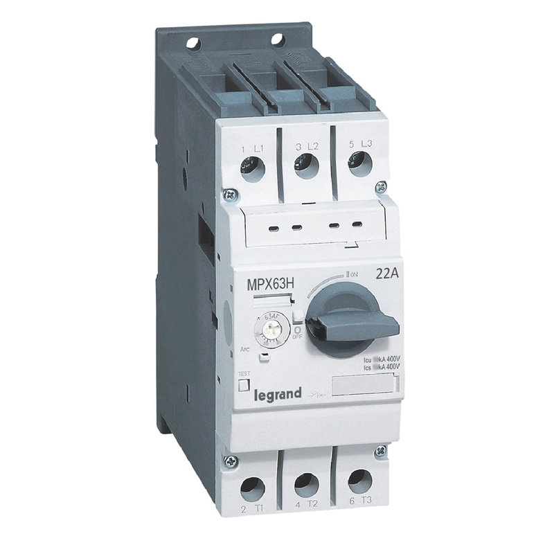 Legrand 417363 - Disjoncteur moteur magnétothermique MPX³63H - 14A à 22A - Icu 50kA en 415V