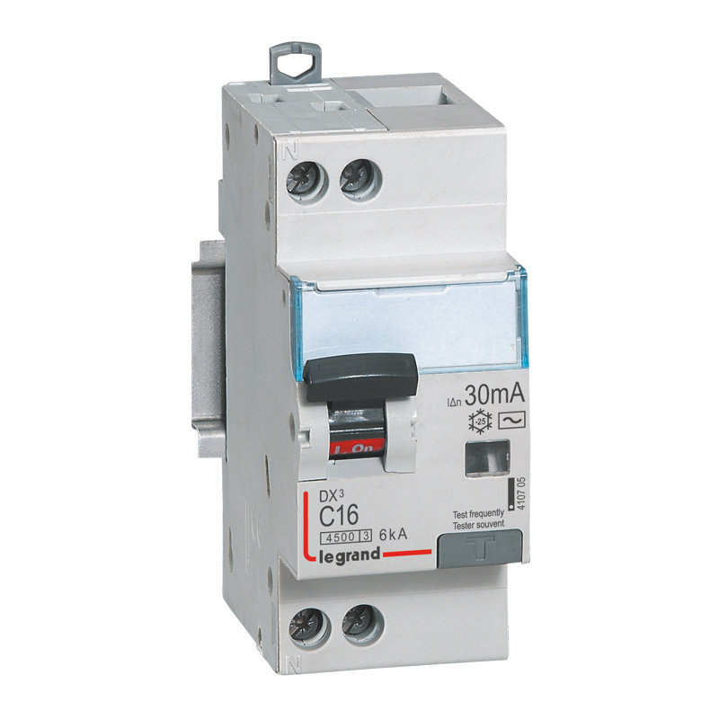 Legrand 410705 - Disjoncteur diff DX³ 4500 - vis/vis -U+N 230V~ 16A - typeAC -30mA -courbe C - 2M