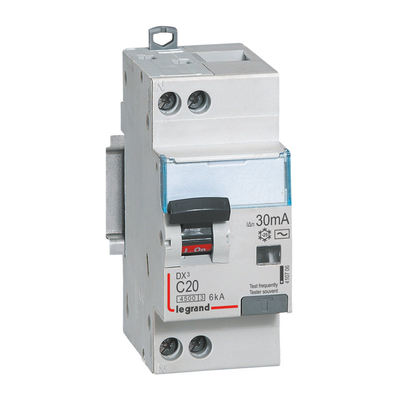 Legrand 410706 - Disjoncteur diff DX³ 4500 - vis/vis -U+N 230V~ 20A - typeAC -30mA -courbe C - 2M