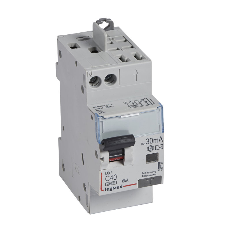Legrand 410721 - Disjoncteur diff DX³ 4500 - vis/auto -U+N 230V~ 40A -typeAC - 30mA -courbe C -2M