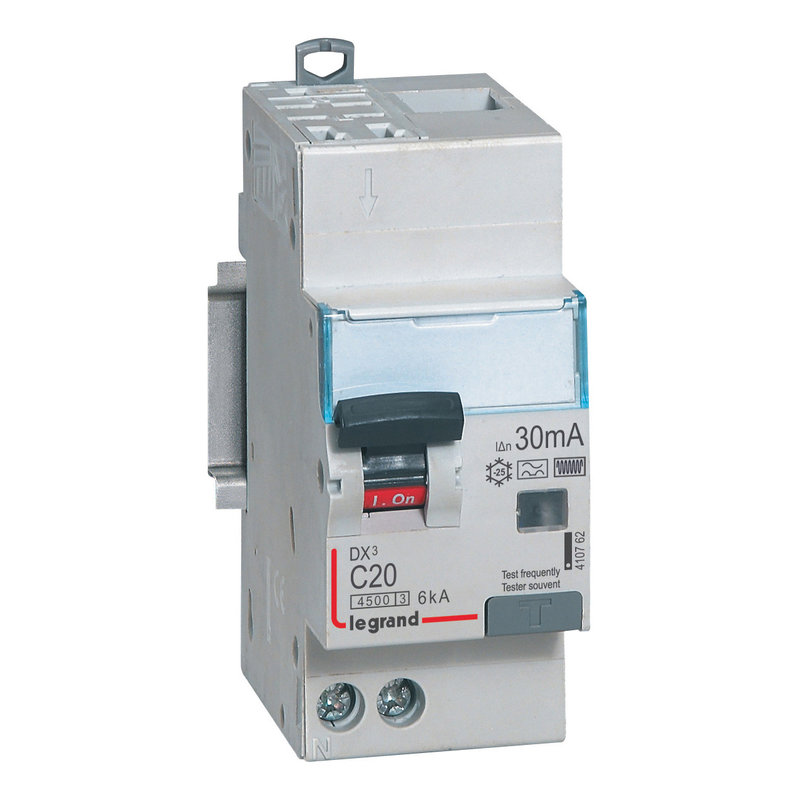 Legrand 410762 - Disjoncteur diff DX³ 4500 -auto/vis- U+N 230V~ 20A- typeF-30mA -courbe C - 2M