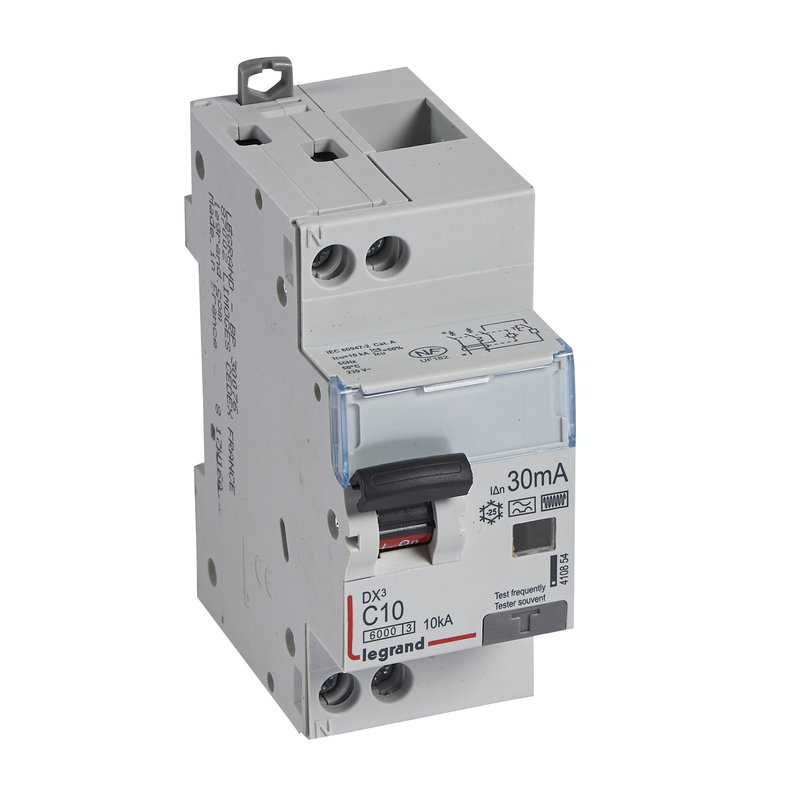 Legrand 410854 - Disj. diff monobloc DX³6000 10kA arrivée haut/départ bas vis U+N 10A typeF 30mA