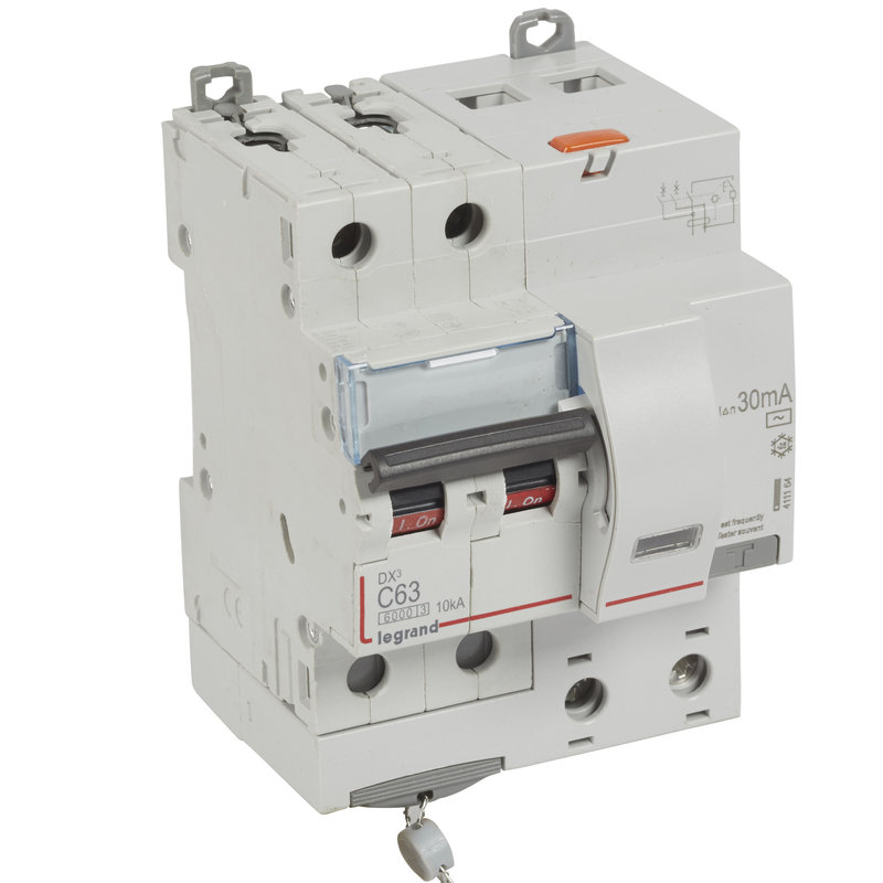 Legrand 411164 - Disjoncteur diff DX³ 6000 -vis-2P-230/400V~-63A -typeAC -30mA- courbe C - 4 mod
