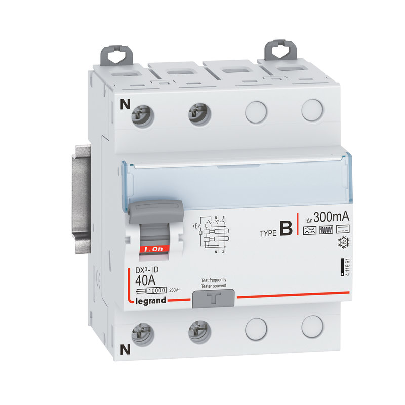 Legrand 411961 - Interrupteur différentiel DX³-ID vis - 2P 40A TypeB 300mA - 4 modules