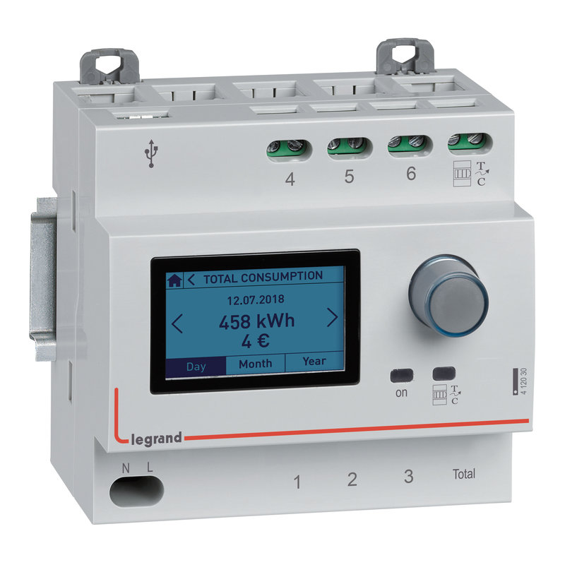 Legrand 412030 - Ecocompteur module pour mesure consommation sur 5 postes 230V~ - 5 modules