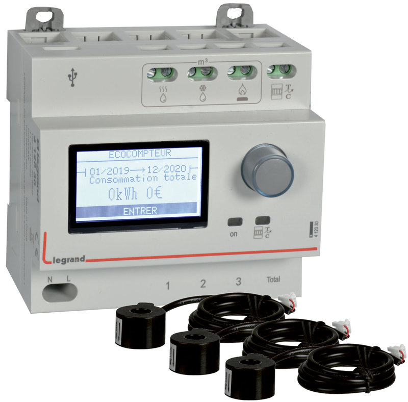 Legrand 412031 - Pack Ecocompteur avec 3 transformateurs de courant fermés 60A