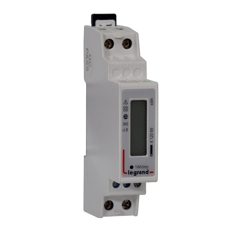Legrand 412069 - Compteur monophasé EMDX³ MID raccordement direct 45A sortie impulsion - 1 module