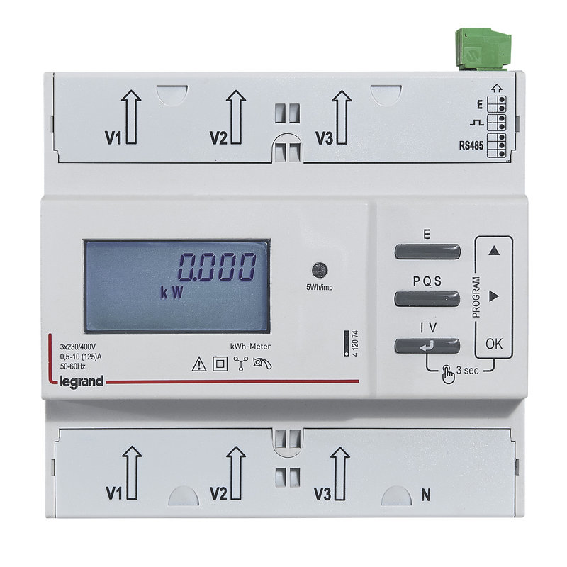Legrand 412074 - Compteur triphasé EMDX³ - non MID - raccordement direct 125 A - 6 modules