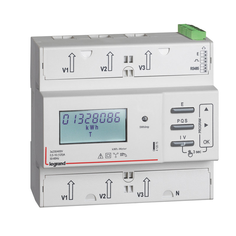 Legrand 412075 - Compteur triphasé EMDX³ - MID - raccordement direct 125 A - 6 modules