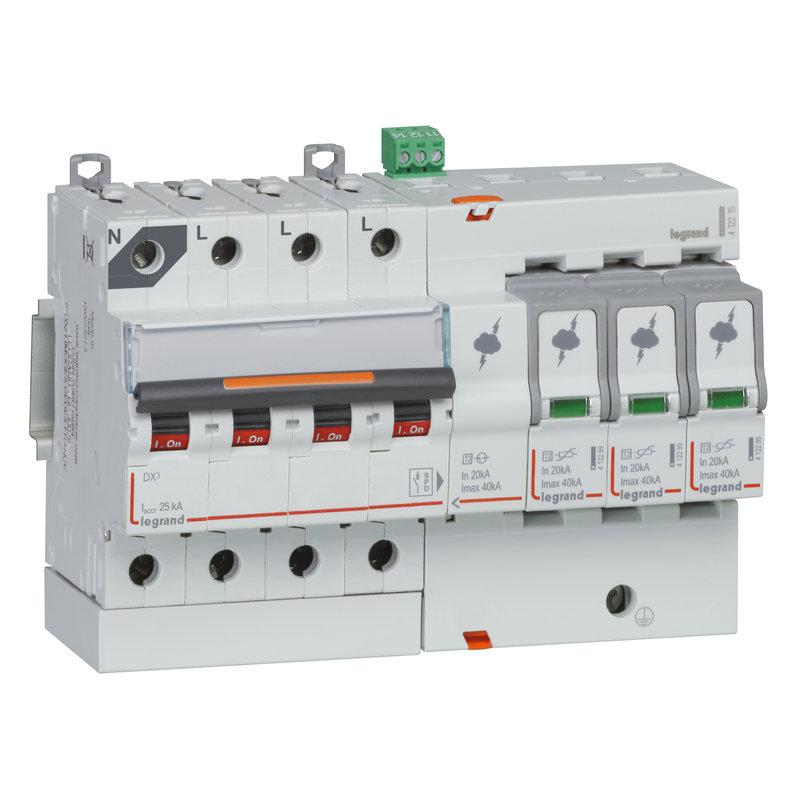 Legrand 412215 - Parafoudre protection de court-cicuit typeT2 Imax 40kA - 3P+N 320V~ - 8 mod