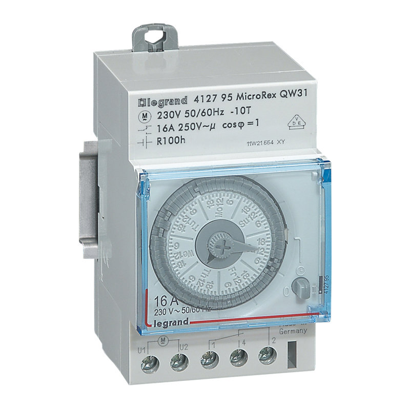 Legrand 412795 - Inter horaire analogique programmable manuel hebdo -vertical avec réserve marche