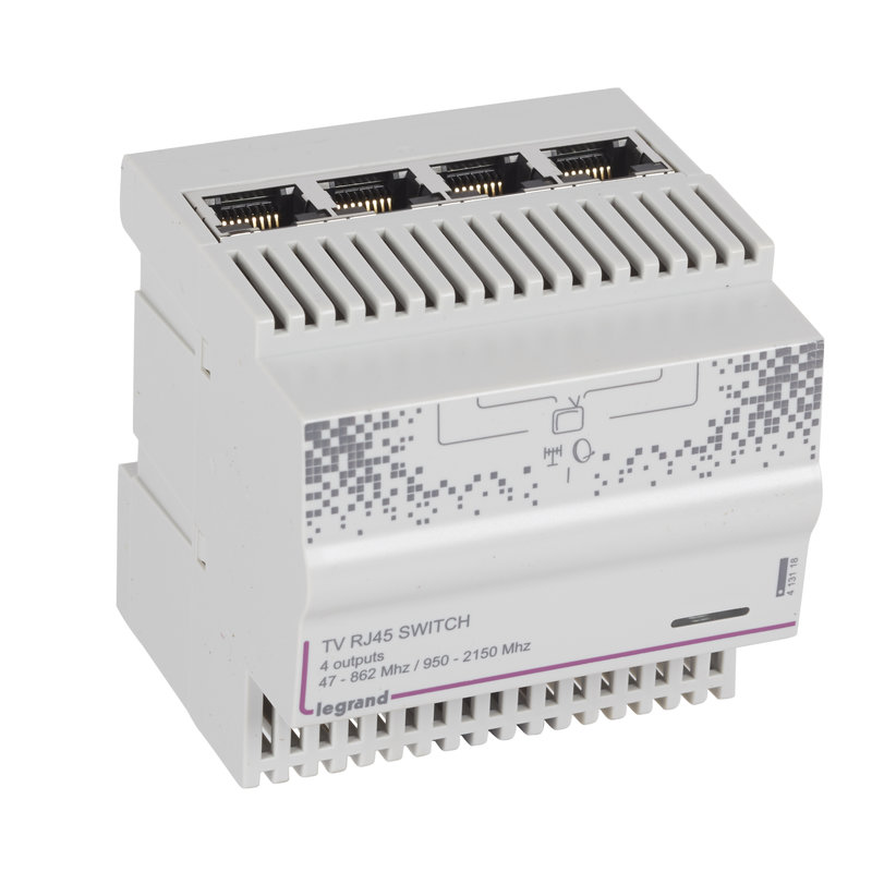 Legrand 413118 - Répartiteur modulaire télévision TNT et satellite 4 sorties RJ45 - 4 modules
