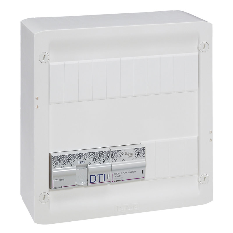 Legrand 413250 - Coffret Basique Double Play Drivia 13 - 4xRJ45 STP + répartiteur TV 2 sorties
