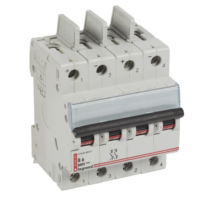 Legrand 414424 - Disjoncteur modulaire courant continu DX³ 800V= 6A - 4 modules
