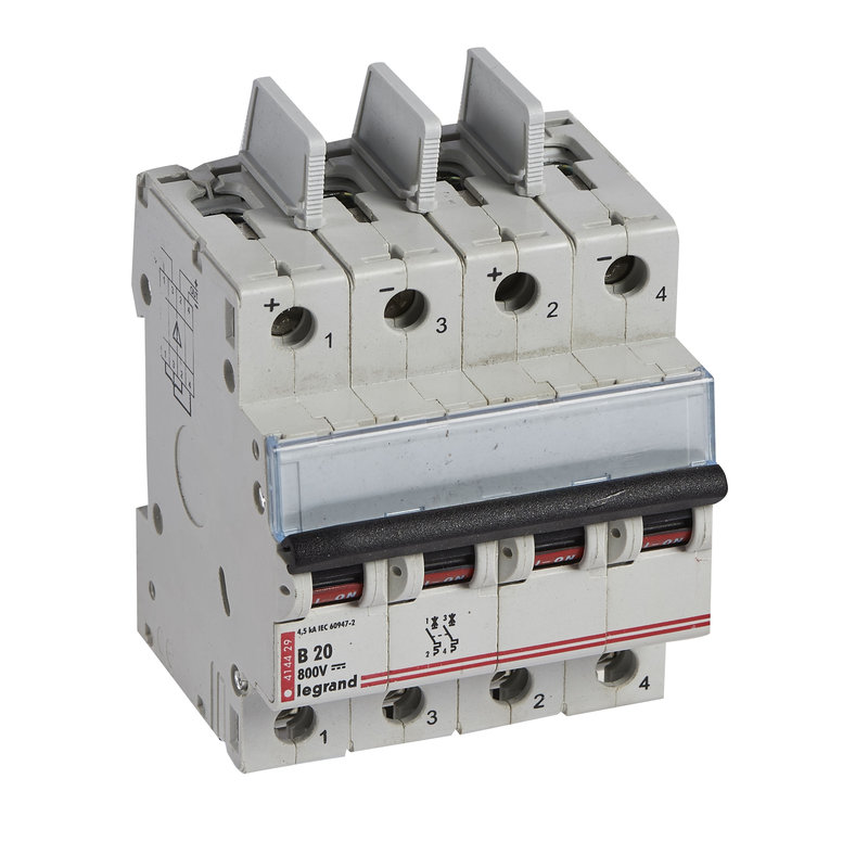Legrand 414429 - Disjoncteur modulaire courant continu DX³ 800V= 20A - 4 modules