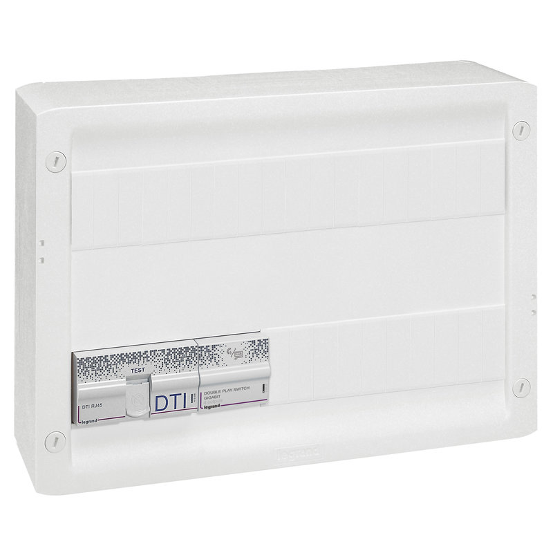 Legrand 418250 - Coffret Basique Double Play Drivia 18 - 4xRJ45 STP + répartiteur TV 2 sorties