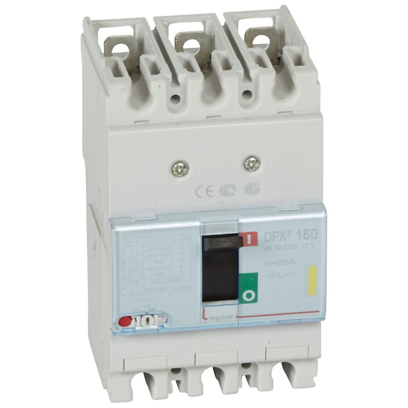 Legrand 420001 - Disjoncteur magnétothermique DPX³160 pouvoir de coupure 16kA 400V~ - 3P - 25A