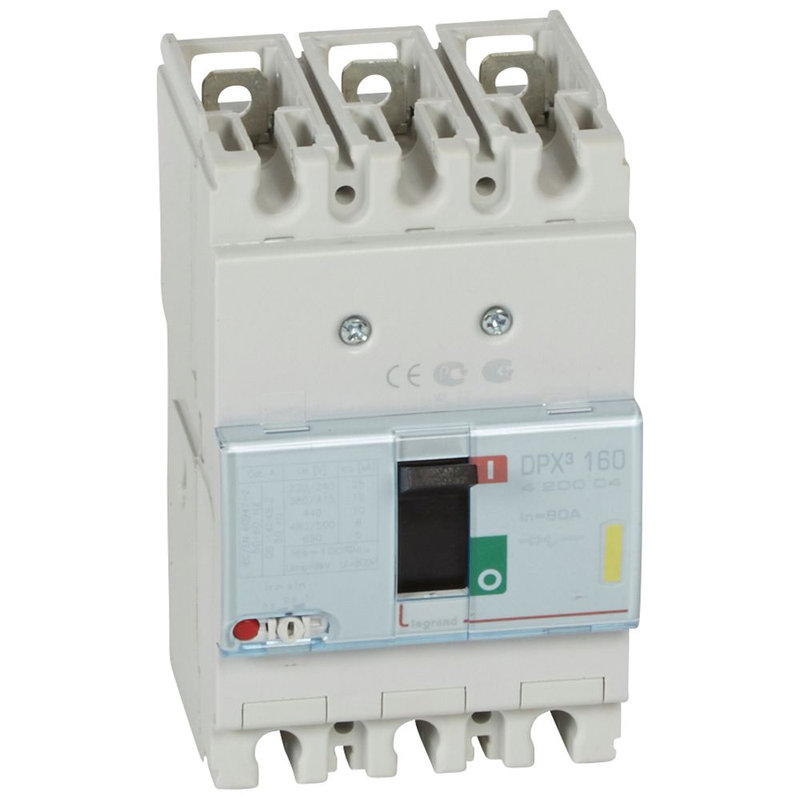 Legrand 420004 - Disjoncteur magnétothermique DPX³160 pouvoir de coupure 16kA 400V~ - 3P - 80A