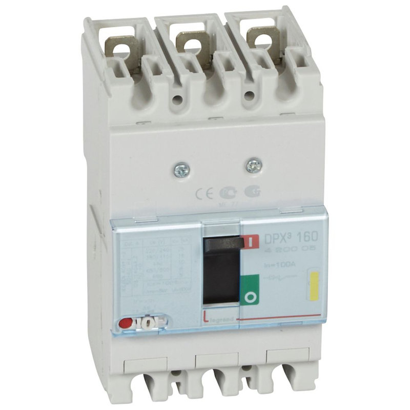 Legrand 420005 - Disjoncteur magnétothermique DPX³160 pouvoir de coupure 16kA 400V~ - 3P - 100A
