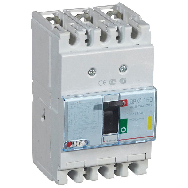 Legrand 420006 - Disjoncteur magnétothermique DPX³160 pouvoir de coupure 16kA 400V~ - 3P - 125A