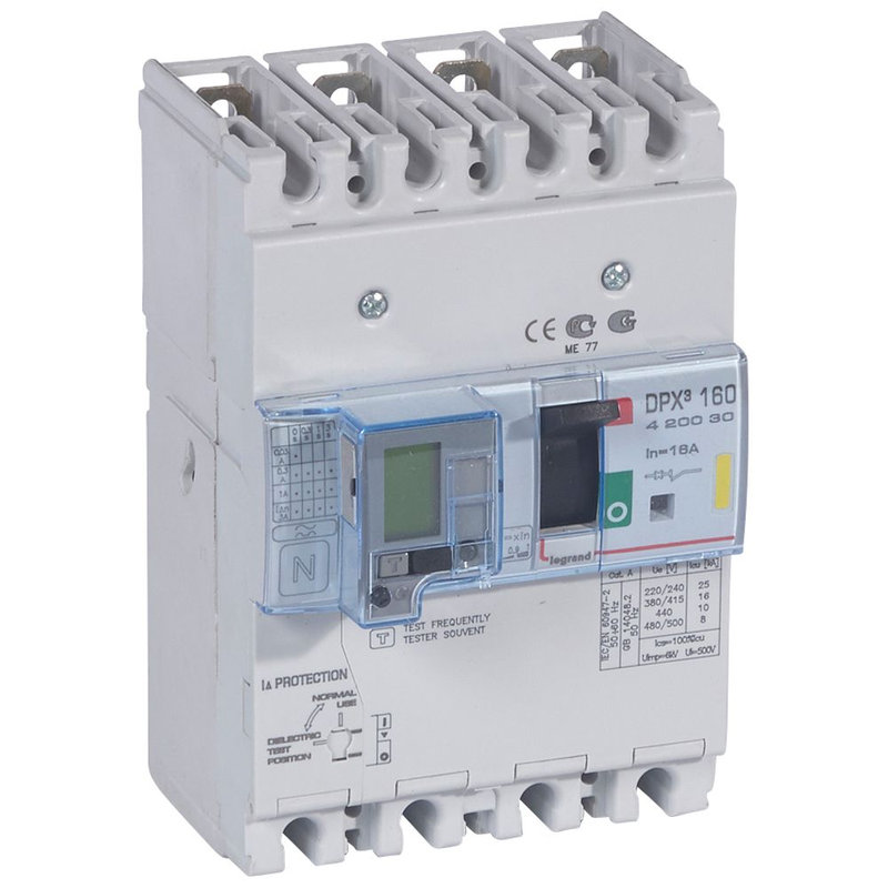 Legrand 420030 - Disjoncteur magnétothermique différentiel DPX³160 Icu 16kA 400V~ - 4P - 16A