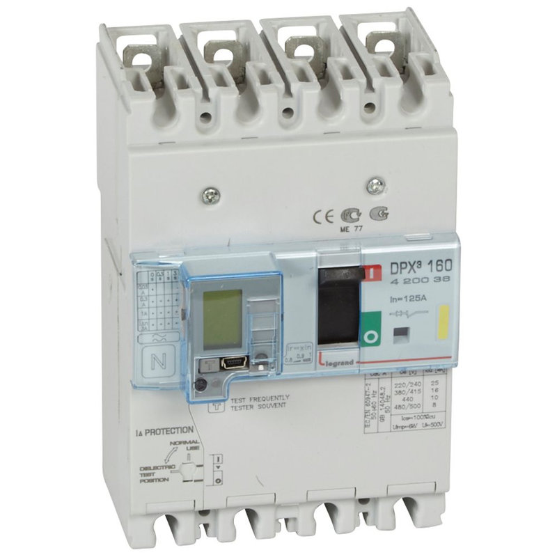 Legrand 420036 - Disjoncteur magnétothermique différentiel DPX³160 Icu 16kA 400V~ - 4P - 125A