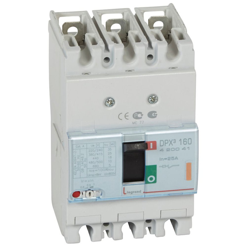 Legrand 420041 - Disjoncteur magnétothermique DPX³160 pouvoir de coupure 25kA 400V~ - 3P - 25A