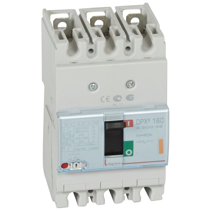 Legrand 420042 - Disjoncteur magnétothermique DPX³160 pouvoir de coupure 25kA 400V~ - 3P - 40A