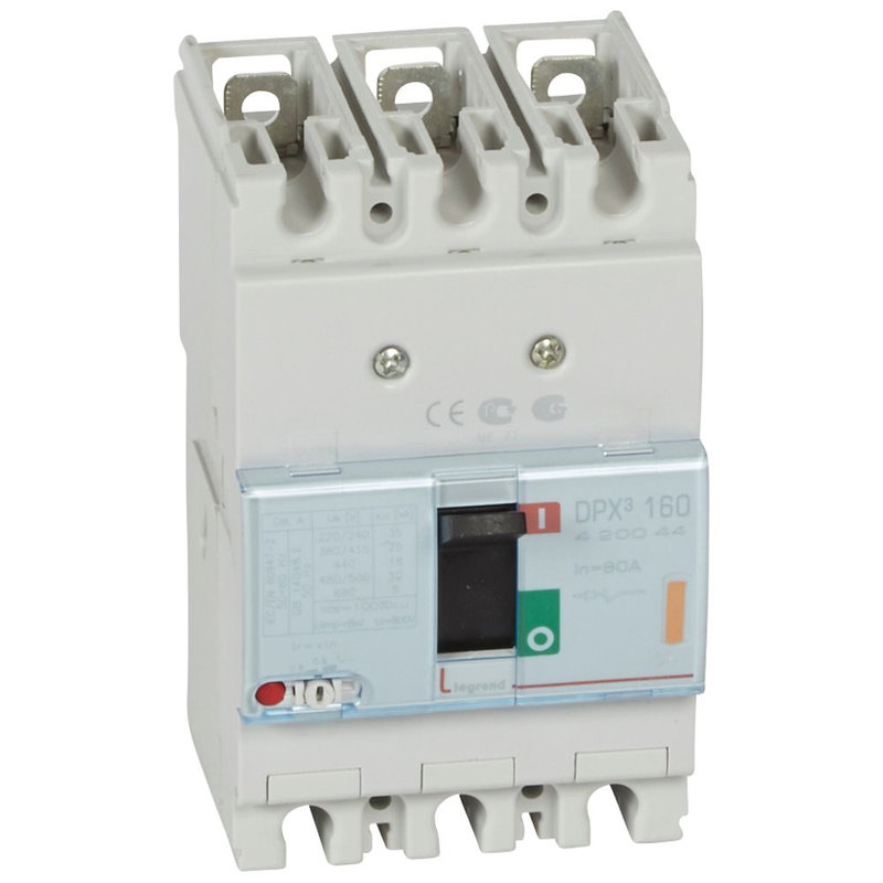 Legrand 420044 - Disjoncteur magnétothermique DPX³160 pouvoir de coupure 25kA 400V~ - 3P - 80A