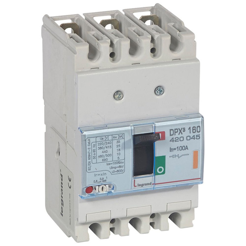 Legrand 420045 - Disjoncteur magnétothermique DPX³160 pouvoir de coupure 25kA 400V~ - 3P - 100A