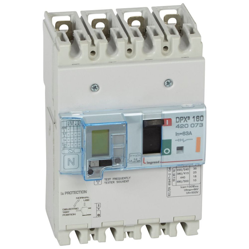 Legrand 420073 - Disjoncteur magnétothermique différentiel DPX³160 Icu 25kA 400V~ - 4P - 63A