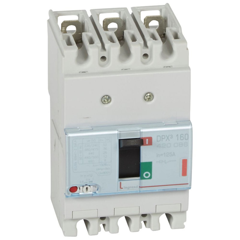 Legrand 420086 - Disjoncteur magnétothermique DPX³160 pouvoir de coupure 36kA 400V~ - 3P - 125A