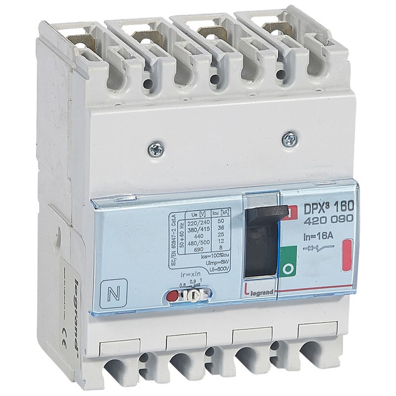 Legrand 420090 - Disjoncteur magnétothermique DPX³160 pouvoir de coupure 36kA 400V~ - 4P - 16A