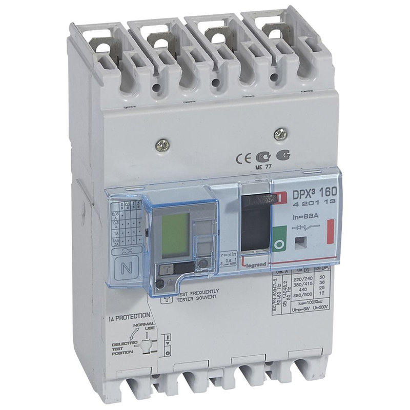 Legrand 420113 - Disjoncteur magnétothermique différentiel DPX³160 Icu 36kA 400V~ - 4P - 63A