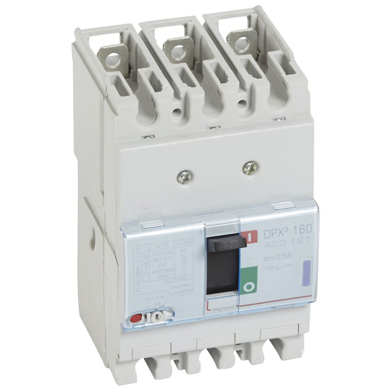 Legrand 420121 - Disjoncteur magnétothermique DPX³160 pouvoir de coupure 50kA 400V~ - 3P - 25A