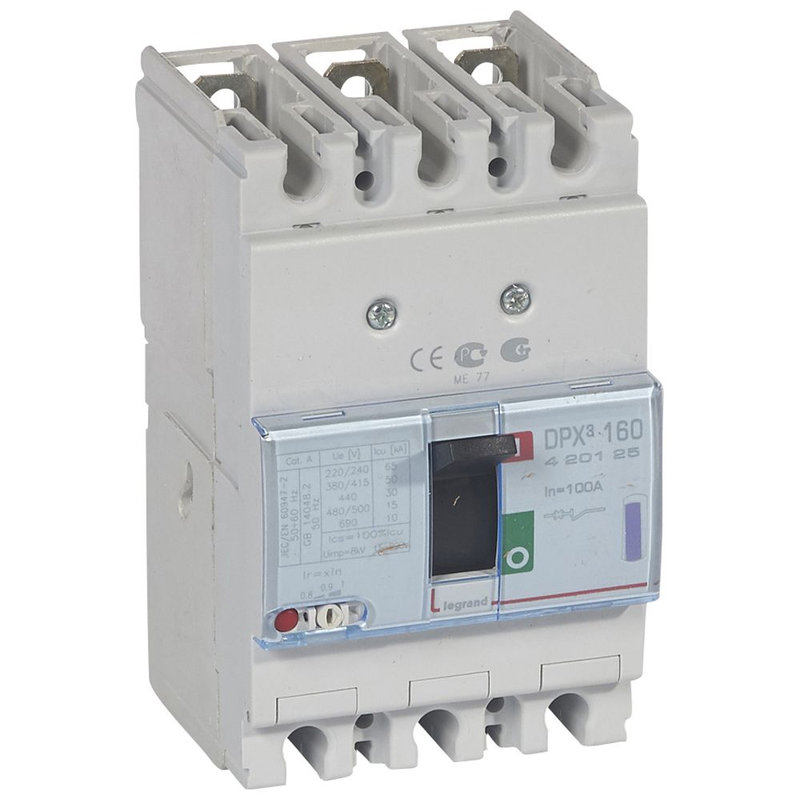Legrand 420125 - Disjoncteur magnétothermique DPX³160 pouvoir de coupure 50kA 400V~ - 3P - 100A