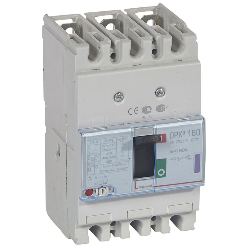 Legrand 420127 - Disjoncteur magnétothermique DPX³160 pouvoir de coupure 50kA 400V~ - 3P - 160A