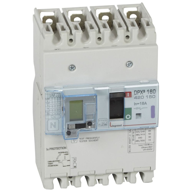 Legrand 420150 - Disjoncteur magnétothermique différentiel DPX³160 Icu 50kA 400V~ - 4P - 16A